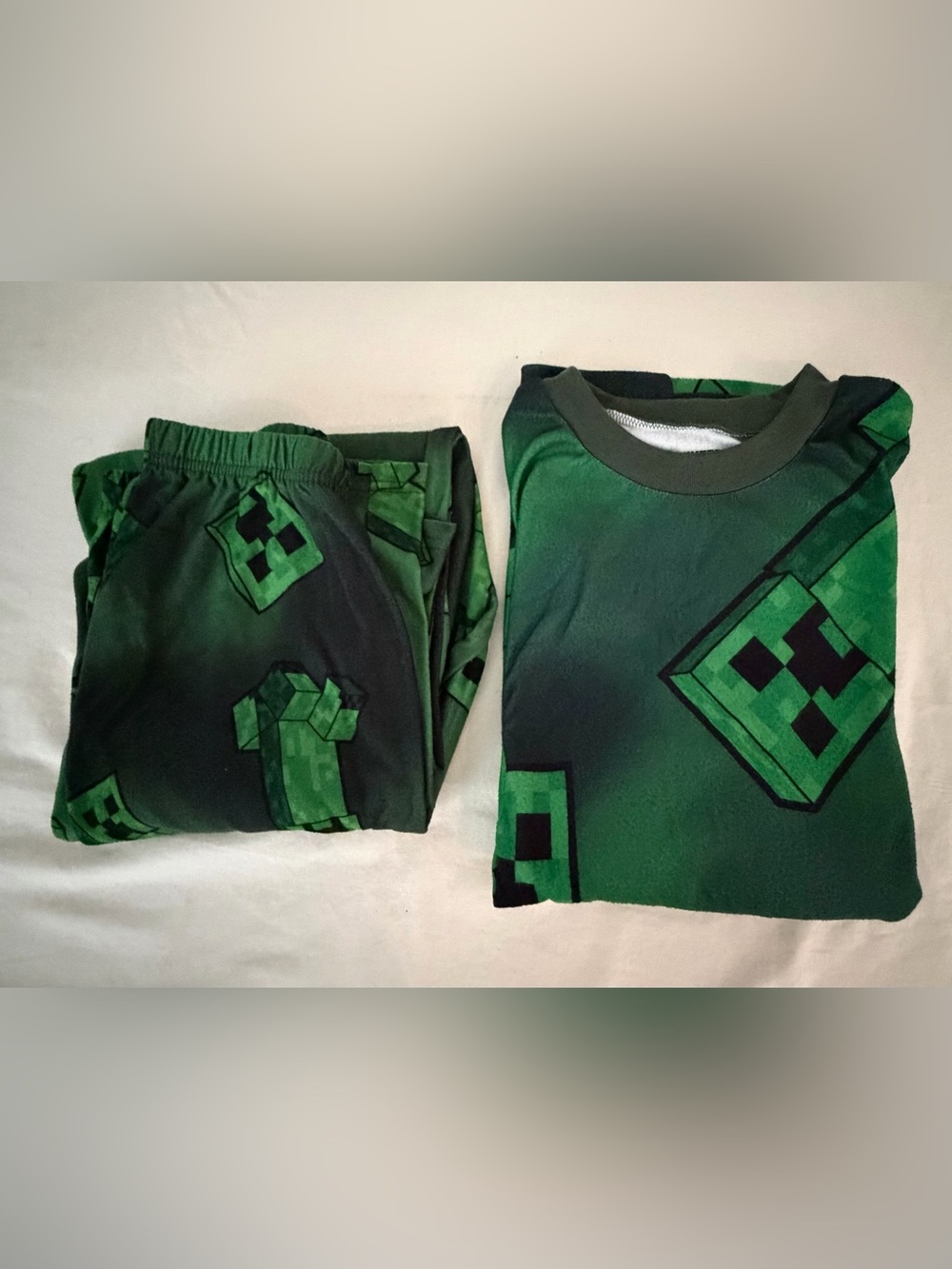 Boys Green Creeper Print Pajama Set - Soft Cotton Sleepwear
